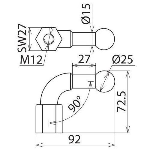 757200 Dehn Kugelfestpunkt D 25mm 90° abgewinkelt Produktbild Additional View 2 L