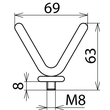 3015954 Dehn Gabelelektrode B 69mm mit Gewindebolzen M8 für PHE/PHV Produktbild Additional View 1 S