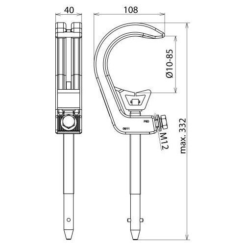 784085 Dehn Phasenschraubklemme D 10 85mm Spindel- Produktbild Additional View 1 L