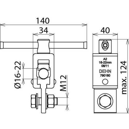 790160 Dehn Erdanschlussbuchse m. Ringnut D 16mm Produktbild Additional View 1 L