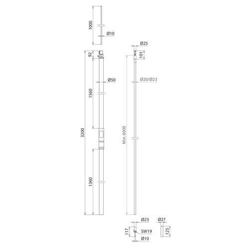 819326 Dehn Rohr L3.2m, FS L1m,HVI D20 sw in ein SET Produktbild Additional View 1 L