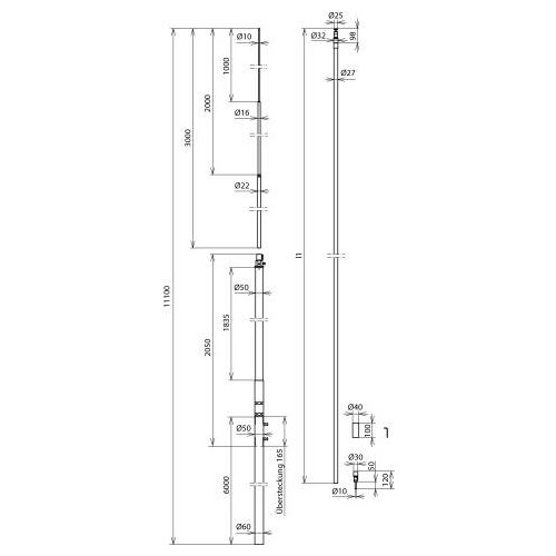 819760 Dehn Fangmast L 11,0m m. HVI-power-Leitung Produktbild Additional View 2 L