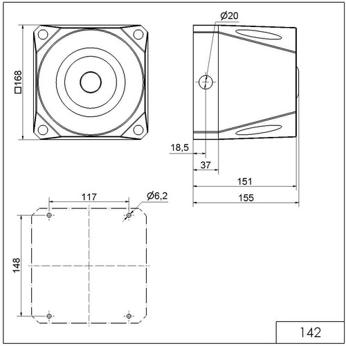 WE142 100 55 Werma Mehrtonsirene WM 42 Töne 18 30V DC GY Produktbild Additional View 1 L