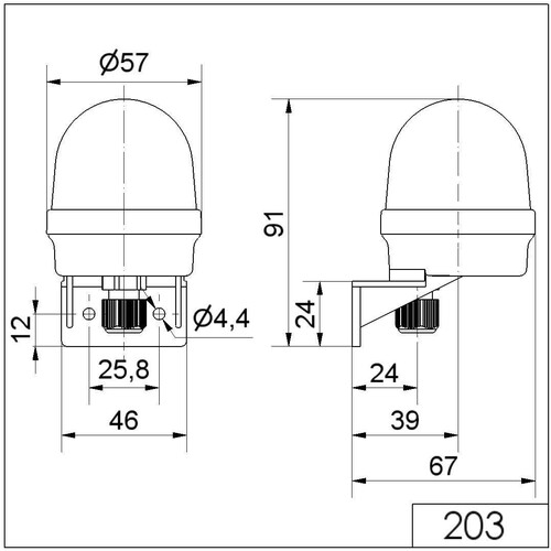 WE203 300 00 Werma Dauerleuchte WM 12 240V AC/DC YE Produktbild Additional View 1 L