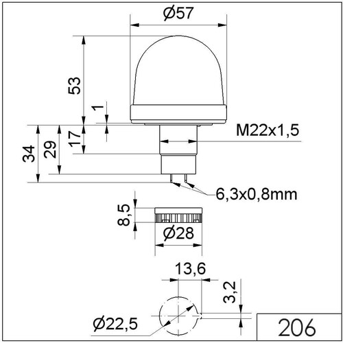 WE206 200 00 Werma Dauerleuchte EM 12 48V AC/DC GN Produktbild Additional View 1 L