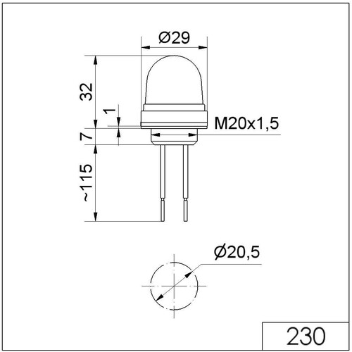 WE230 100 55 Werma LED Dauerleuchte EM 24V DC RD Produktbild Additional View 1 L