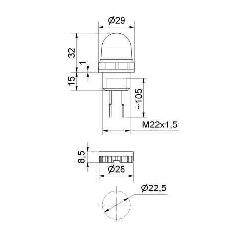 WE231 300 54 Werma LED Dauerleuchte EM 12V DC YE Produktbild Additional View 1 L