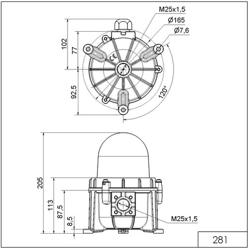 WE281 410 55 Werma LED Hindernisfeuer BM 12 50V DC RD Produktbild Additional View 1 L