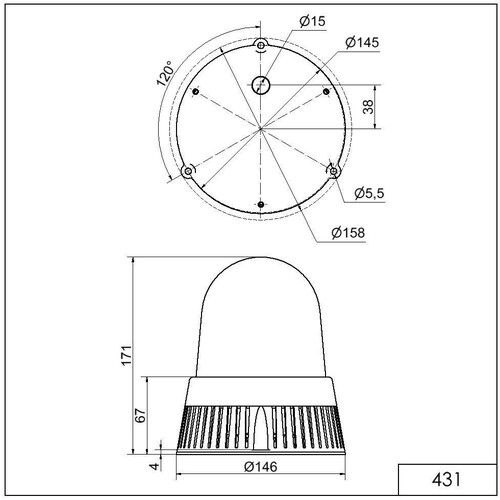 WE431 300 60 Werma LED Sirene BM 32 Töne 115 230V AC YE Produktbild Additional View 1 L