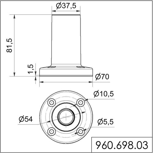 WE960 698 03 Werma Fuß mit integriertem Rohr SR Produktbild Additional View 1 L