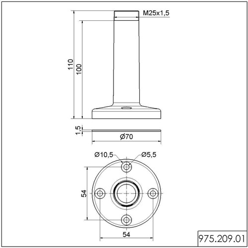 WE975 209 01 Werma Fuß mit integriertem Rohr BK Produktbild Additional View 1 L