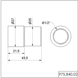 WE975 840 02 Werma Adapter für Rohr D25mm 1/2 Zoll Gewinde Produktbild