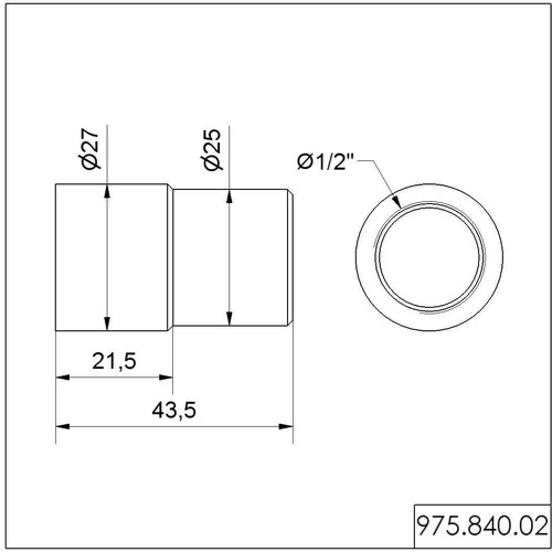 WE975 840 02 Werma Adapter für Rohr D25mm 1/2 Zoll Gewinde Produktbild Front View L