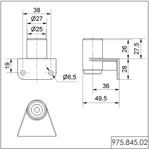 WE975 845 02 Werma Winkel für KS50 BK Produktbild Front View L