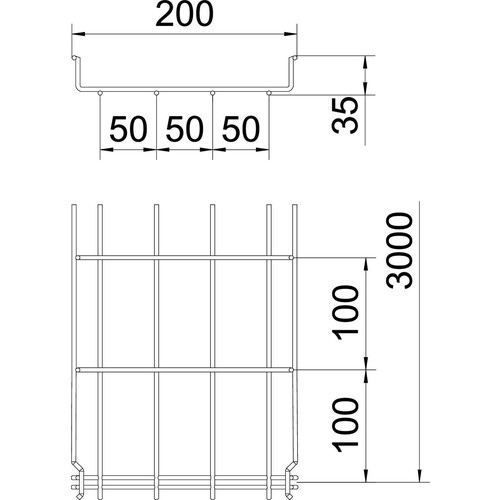 6000064 Obo GRM 35 200 G Gitterrinne GRM 35x200x3000  Stahl galvanisch verzinkt Produktbild Additional View 1 L