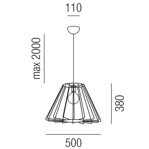 18300/50 Leuchtwurm HL    RIDOTTO 1fl/Metall schwarz lackiert dm50/H38cm/ Produktbild Additional View 1 L