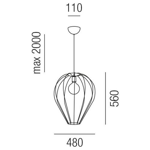 18302/48 Leuchtwurm HL    RIDOTTO 1fl/Metall schwarz lackiert dm48/H56cm/ Produktbild Additional View 1 L