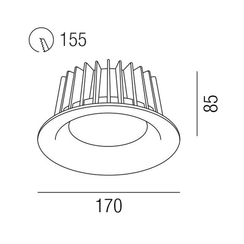 54965/30-WW Leuchtwurm EL     TRINITY LED Einbaudownlight rund/weiß/Glas teil Produktbild Additional View 1 L