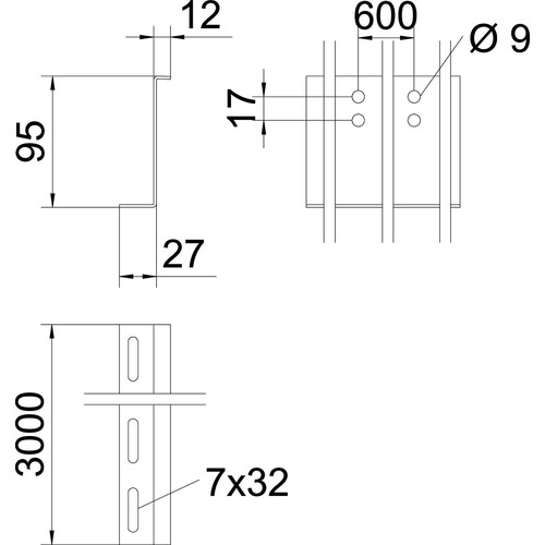 6062390 Obo TSG100Z BKRS FS Trennsteg Z Form, für BKS 100x2x3000 Stahl bandverz Produktbild Additional View 1 L