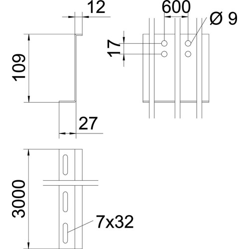 6062391 Obo TSG110Z BKRS FS Trennsteg Z Form, für BKS 110x2x3000 Stahl bandverz Produktbild Additional View 1 L