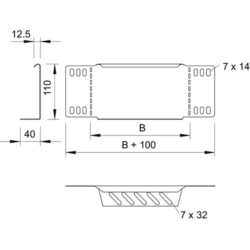 7111304 Obo RWEB 130 FS Reduzierwinkel/ Endabschluss für Kabelrinne 110x300 Sta Produktbild Additional View 1 L