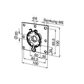 9763608 Somfy Antriebslager LT 60 Antriebe verzinkt auf Platte 100x100mm Produktbild