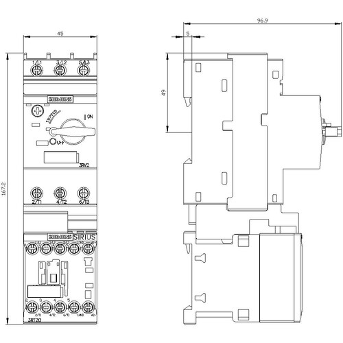 3RA2110-0JA15-1BB4 Siemens Verbraucherabzweig, Direktstarter, S00, Produktbild Additional View 3 L