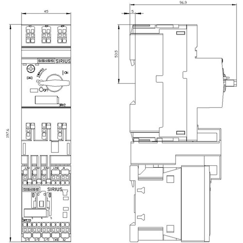 3RA2110-1FE15-1AP0 Siemens Verbraucherabzweig, Direktstarter, S00, Produktbild Additional View 3 L