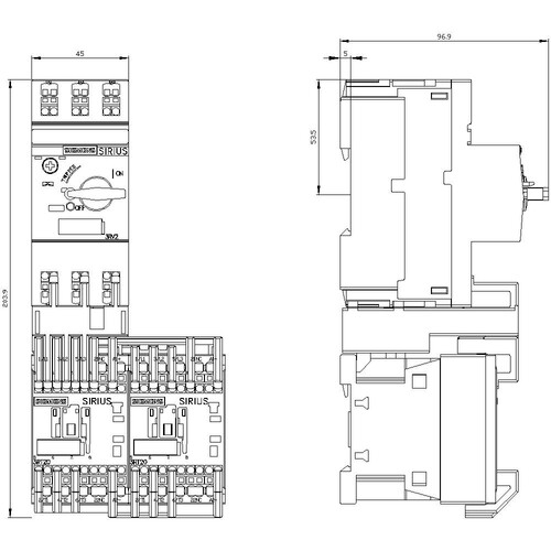 3RA2210-0CE15-2BB4 Siemens Verbraucherabzweig, Wendestarter, S00,  Produktbild Additional View 3 L