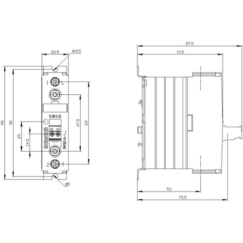 3RF2310-1AA04-0KN0 Siemens Halbleiterschütz AC51 10A 48-460V/24V DC Produktbild Additional View 3 L