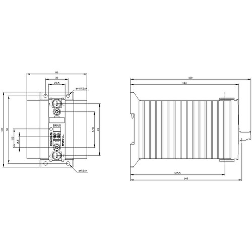 3RF2370-3BA04 Siemens Halbleiterschütz 3RF2, 1-ph. AC51 70A/AC 15 27,5A 48-460 Produktbild Additional View 3 L
