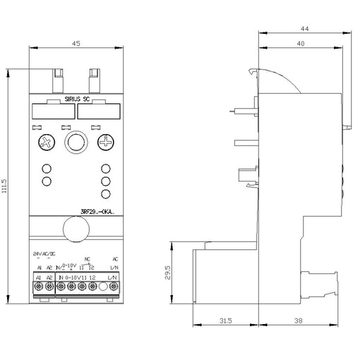 3RF2950-0KA13 Siemens Leistungssteller Strombereich 50A 110-230V/24V AC/DC Produktbild Additional View 3 L