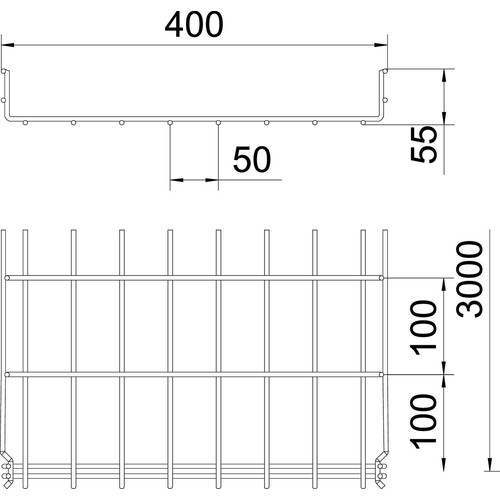 6001080 Obo GRM 55 400VA4301 Gitterrinne GRM  55x400x3000 Edelstahl, rostfrei ge Produktbild Additional View 1 L