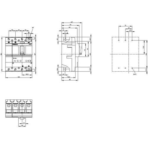 3VA2225-5HL42-0AA0 Siemens MCCB_IEC_BG250_250A_4P_55KA_ETU3_LI Produktbild Additional View 2 L