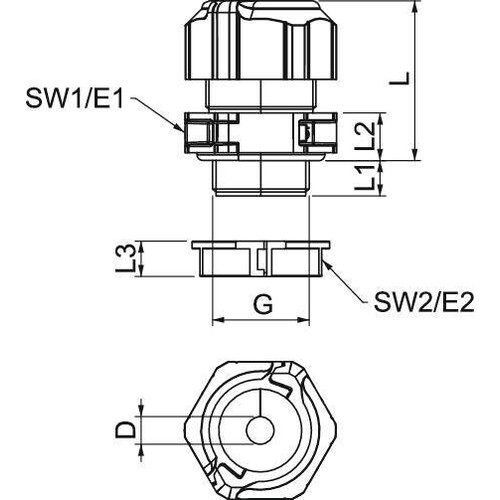 2024919 Obo V TEC TB25 11 15 Kabelverschraubung, teilbar mit Gegenmu Produktbild Additional View 1 L