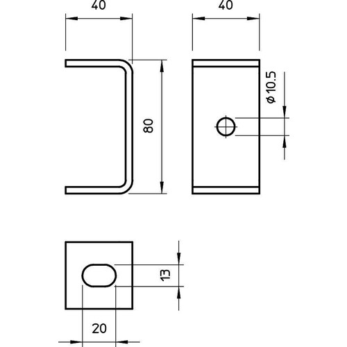 6356109 Obo DB FT Deckenbügel mit Seitenloch 10,5 mm 80x40 Stahl tauchfeu Produktbild Additional View 1 L