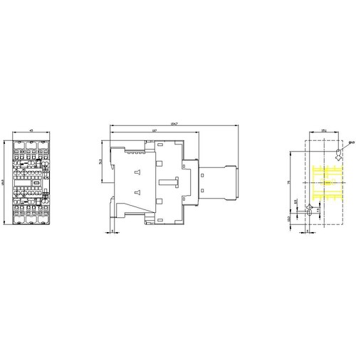 3RT2028-2BB44 Siemens Schütz, AC-3e, 38 A/18,5 kW/400V, 3-polig, DC 24V, 2S+2Ö, Produktbild Additional View 3 L