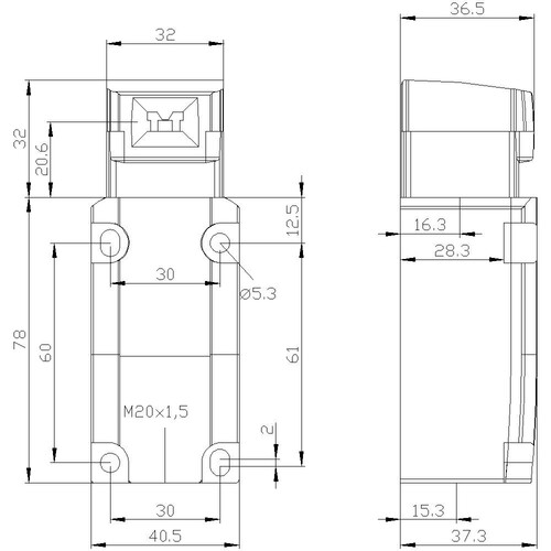 3SE5112-0QV10-1AA7 Siemens Sicherheitspositionsschalter, 1S/2Ö, 5  Produktbild Additional View 3 L