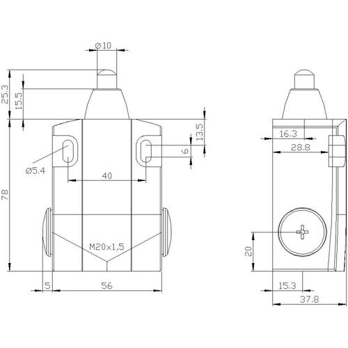 3SE5122-0BC02 Siemens Positionsschalter, Metallg. 56mm breit, 1S/1Ö Schleichkont Produktbild Additional View 3 L