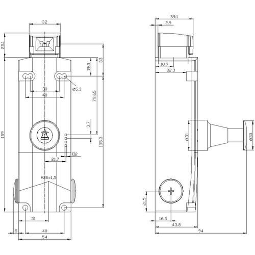 3SE5312-1SF11 Siemens Sicherheitspositionsschalter Zuhaltekr. Produktbild Additional View 3 L