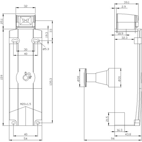 3SE5322-0SJ21 Siemens Sicherheitspositionsschalter Zuhaltekr. Produktbild Additional View 3 L