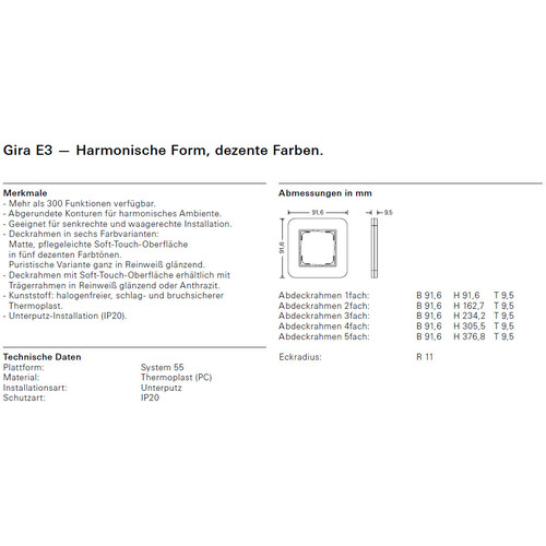 0212422 Gira Abdeckrahmen 2f Gira E3 Grau/Anthrazit Produktbild Additional View 1 L