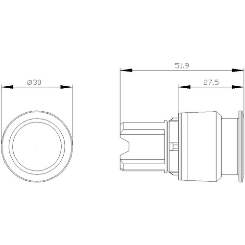 3SU1001-1AA70-0AA0 Siemens Pilzdrucktaster, beleuchtet, 22mm, rund Produktbild Additional View 2 L