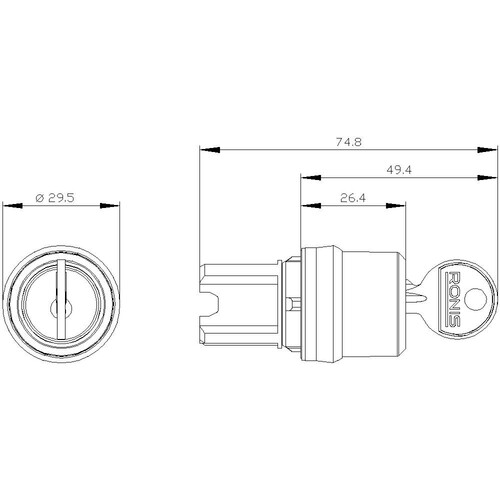 3SU1050-4DL11-0AA0 Siemens Schlüsselschalter RONIS, 22mm, rund, Me Produktbild Additional View 2 L