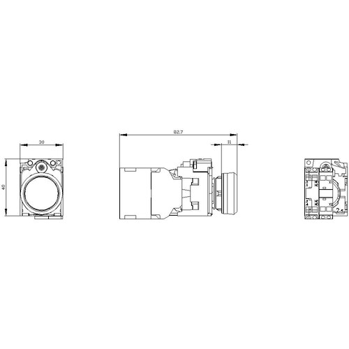 3SU1102-0AB20-3FA0 Siemens Drucktaster, beleuchtet, 22mm, rund, Kunststoff, rot Produktbild Additional View 3 L