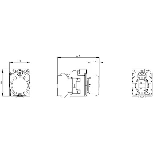 3SU1103-6AA40-3AA0 Siemens Leuchtmelder, 22mm, rund, Kunststoff, grün, Linse, gl Produktbild Additional View 3 L