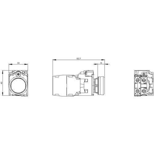 3SU1106-0AB40-1FA0 Siemens Drucktaster, beleuchtet, 22mm, rund, Kunststoff, grü Produktbild Additional View 3 L