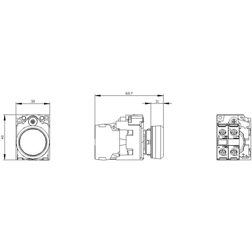 3SU1156-0AB50-1BA0 Siemens Drucktaster, beleuchtet, 22mm, rund, Metall, hochgla Produktbild Additional View 3 L