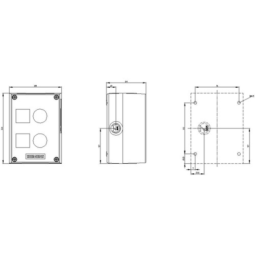 3SU1802-0AA00-0AB2 Siemens Gehäuse für Befehlsgeräte, 22mm, rund, Kunststoff,  Produktbild Additional View 2 L