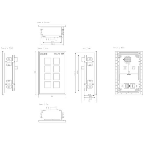 6AV3688-3AY36-0AX0 Siemens HMI KP8 PN Key Panel, 8 Kurzhubtasten mit mehrfarb Produktbild Additional View 2 L